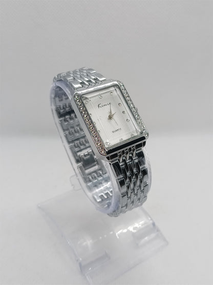 Silver Square Ladies Watch – White Dial