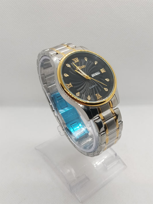 Black Dial Two-Tone Day-Date Men's Watch