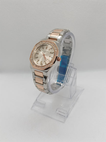 Crystal Bezel Champagne Dial Elegance Watch
