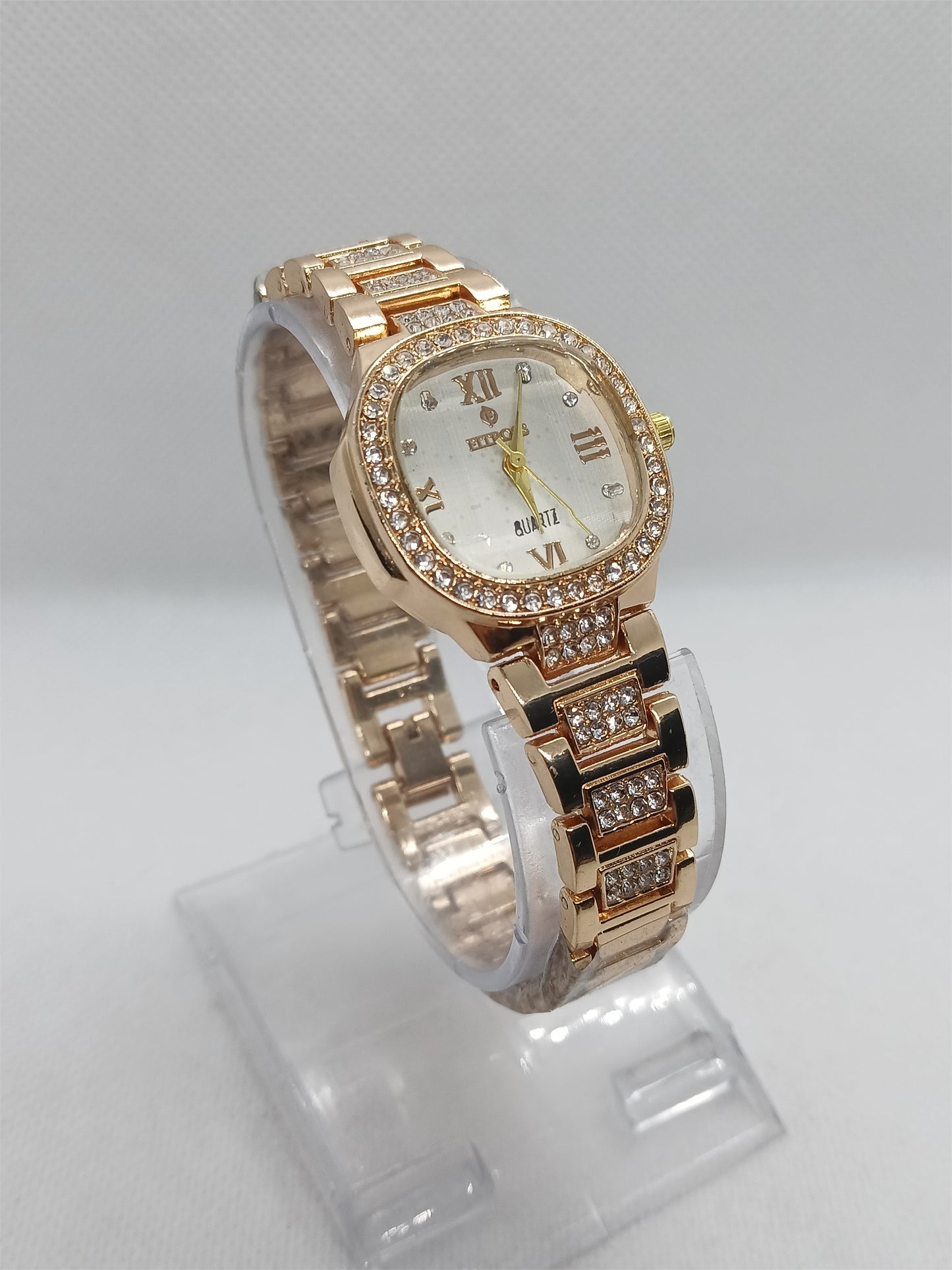 Ladies’ Rose Gold Chain Watch with White Dial