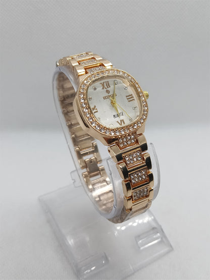 Ladies’ Rose Gold Chain Watch with White Dial