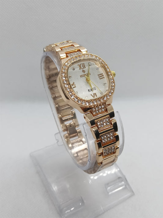 Ladies’ Rose Gold Chain Watch with White Dial