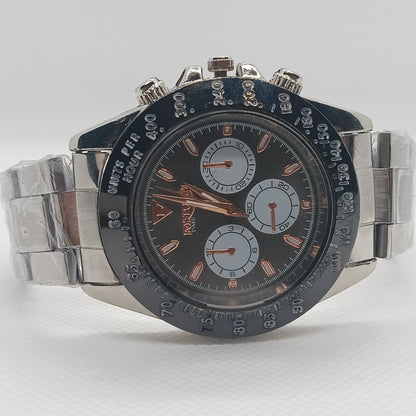 Apex Chronograph – Black Dial with Silver Strap & Black Bezel