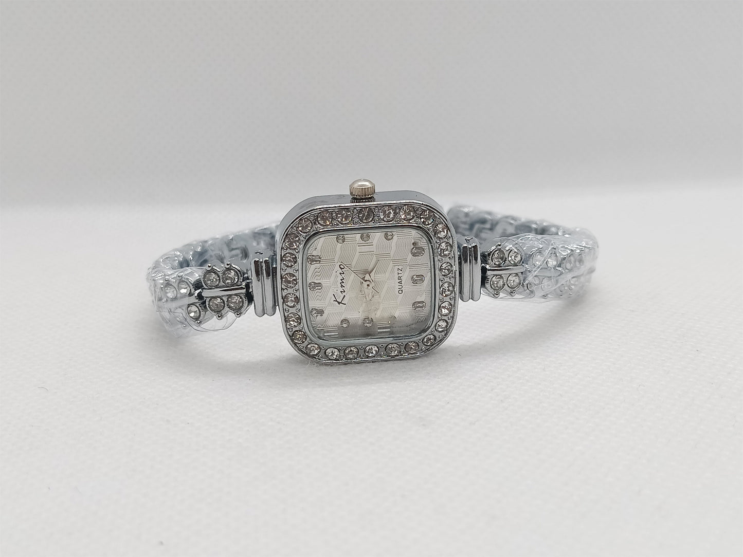 Silver Rectangular Crystal Ladies Watch