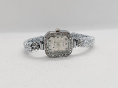 Silver Rectangular Crystal Ladies Watch