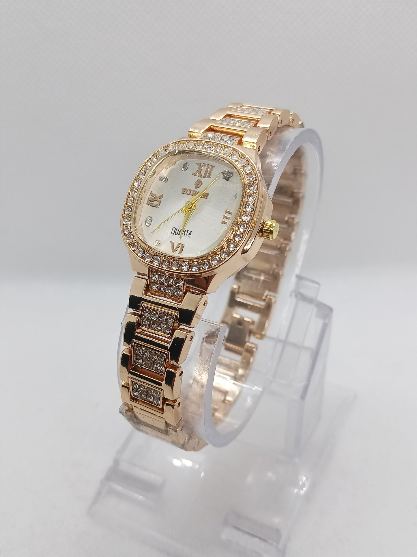 Ladies’ Rose Gold Chain Watch with White Dial