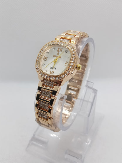 Ladies’ Rose Gold Chain Watch with White Dial