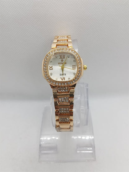 Ladies’ Rose Gold Chain Watch with White Dial