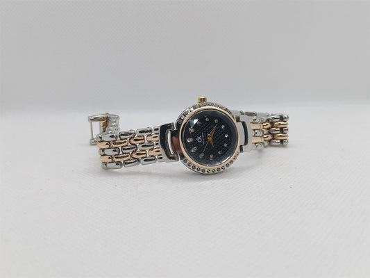 Ladies’ Two-Tone Chain Watch with Black Dial