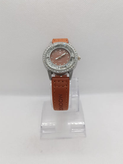 Brown Dial Stone Bezel Ladies Watch
