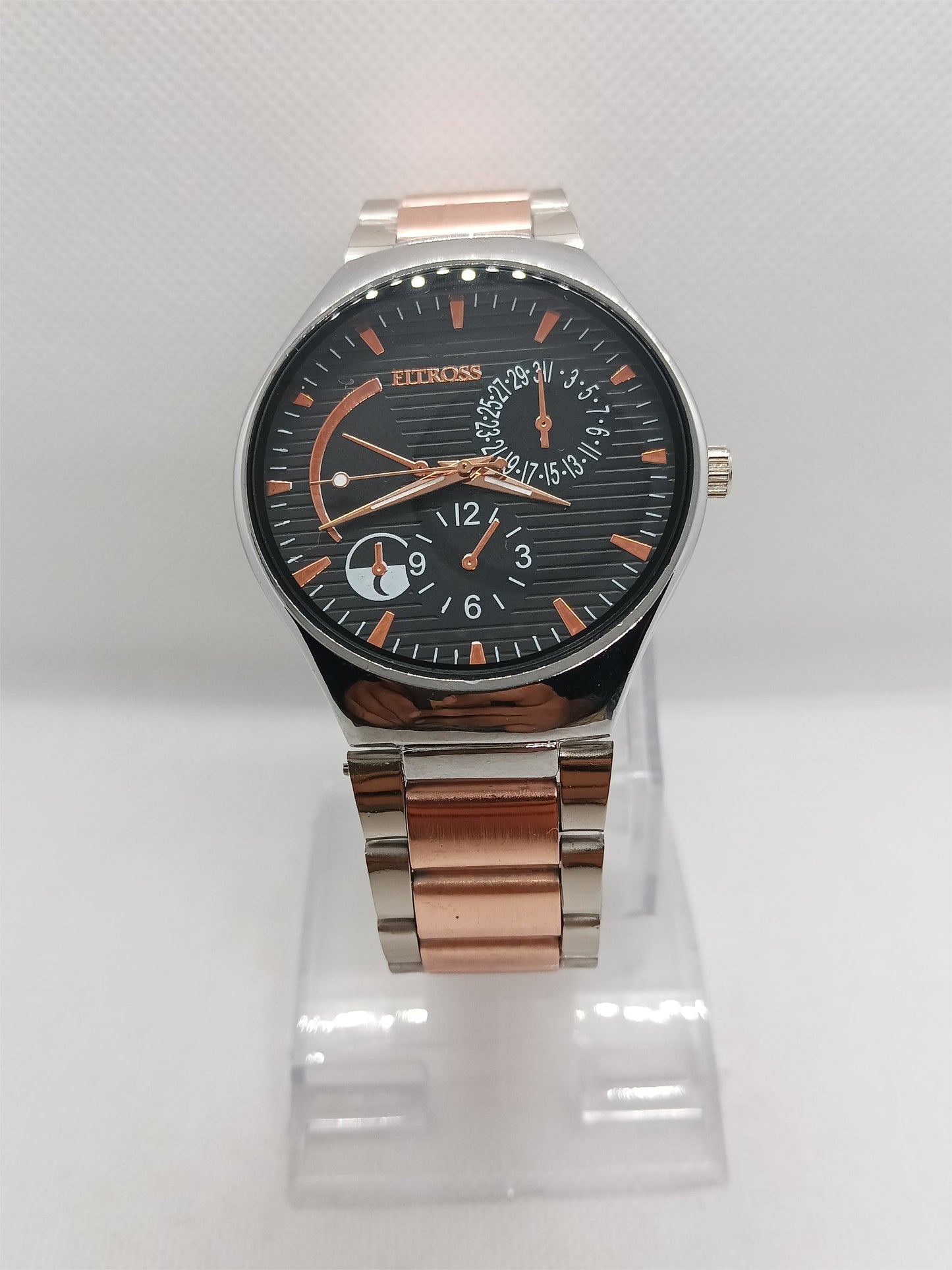 Black Dial Rose Gold Accent Watch