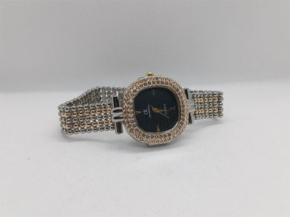 Luxury Black Crystal Frame with Golden Mesh Strap