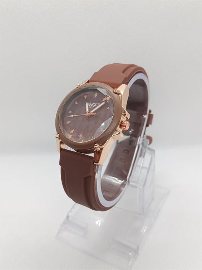Mocha Round Dial Elegant Watch