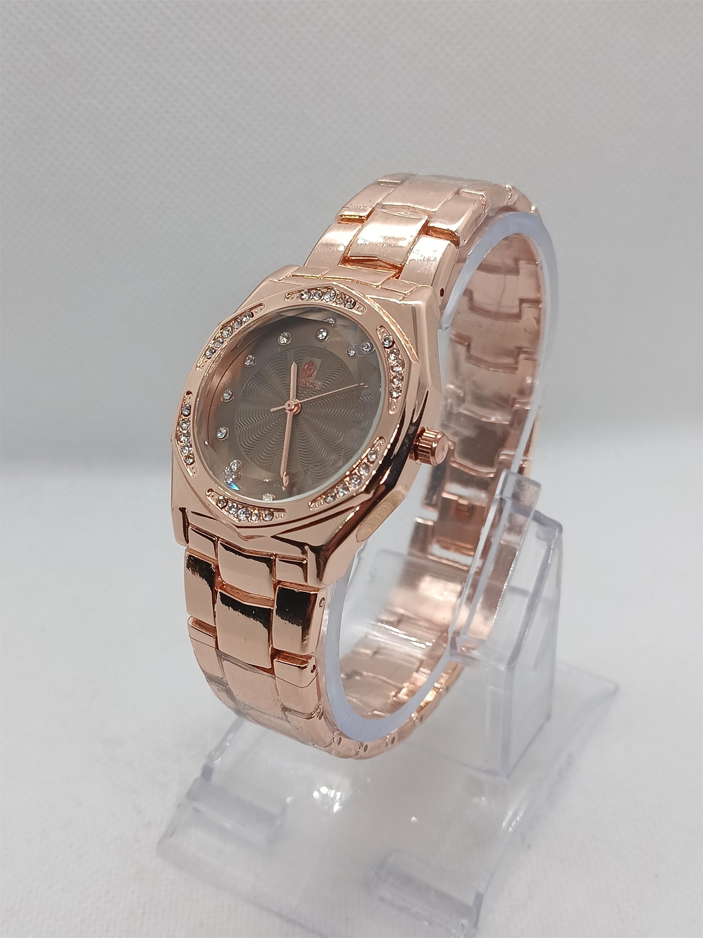 Ladies’ Rose Gold Chain Watch with Brown Dial