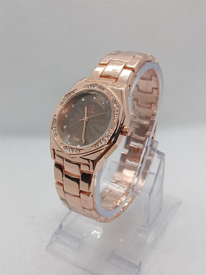 Ladies’ Rose Gold Chain Watch with Brown Dial