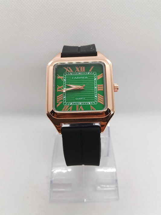 Men’s Square Dial Watch with Magnetic Lock – Green Edition