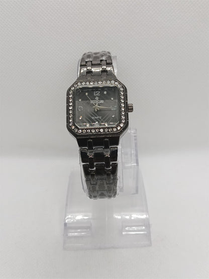 Charcoal Crystal Edge Square Bracelet Watch