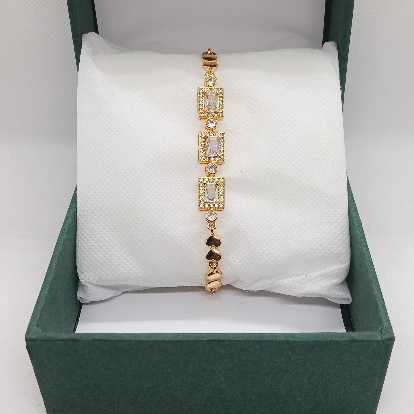 Crystal Rectangle Charm Statement Bracelet