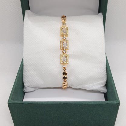 Crystal Rectangle Charm Statement Bracelet