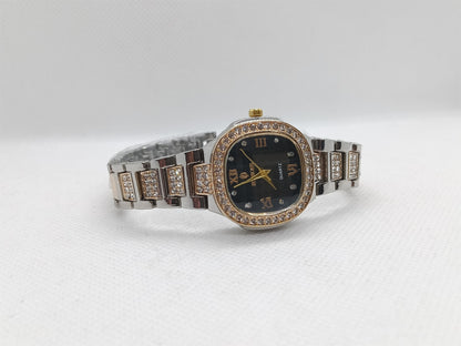Ladies’ Two-Tone Chain Watch with Black Dial