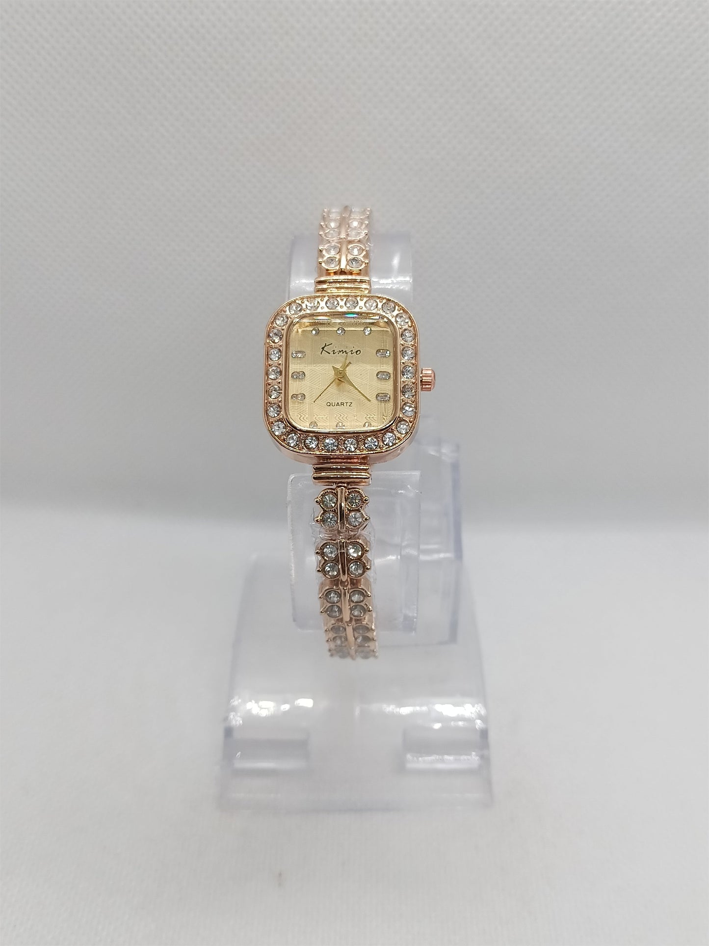 Rose Gold Rectangular Crystal Ladies Watch