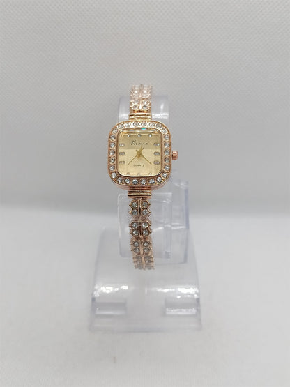 Rose Gold Rectangular Crystal Ladies Watch
