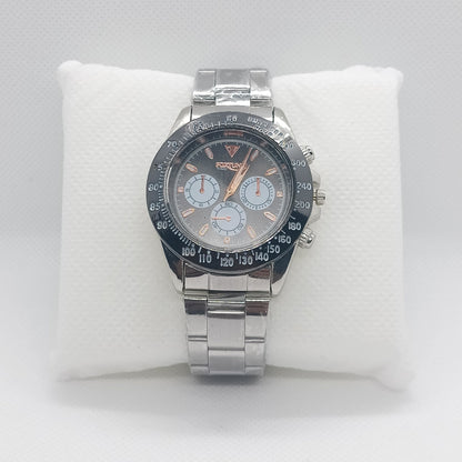 Apex Chronograph – Black Dial with Silver Strap & Black Bezel