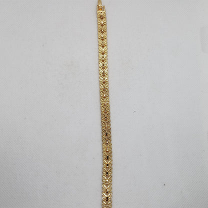 Golden Leaf Pattern Statement Bracelet