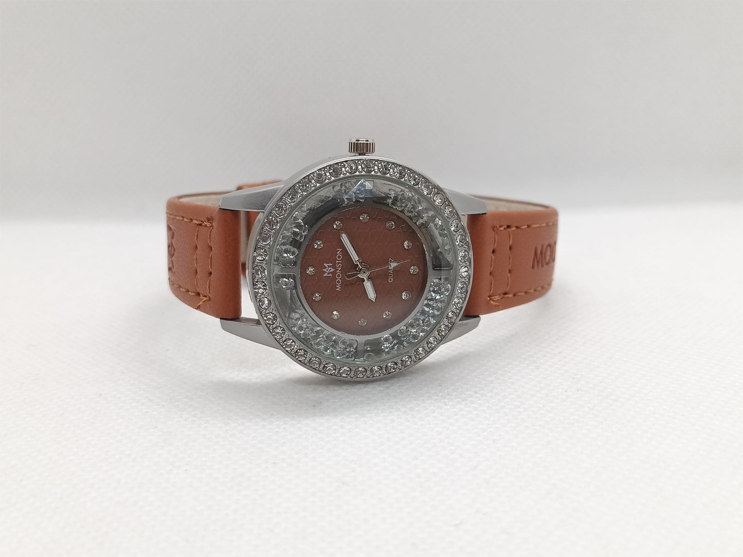 Brown Dial Stone Bezel Ladies Watch