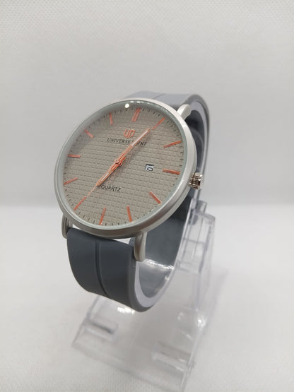 Minimal Silver Dial Grey Strap Men's Watch