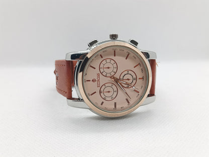 Men’s Tan Leather Chronograph Style Watch