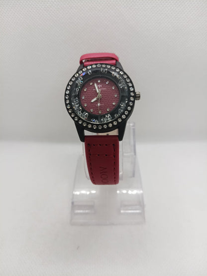Red Dial Stone Bezel Ladies Fashion Watch