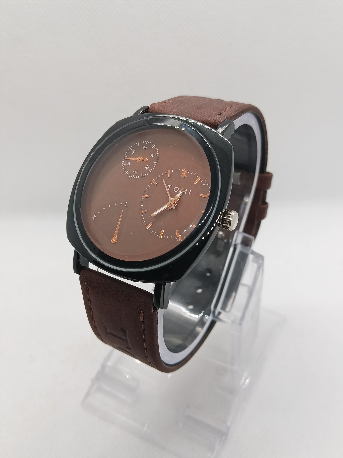 Men’s Brown Leather Modern Dial Watch