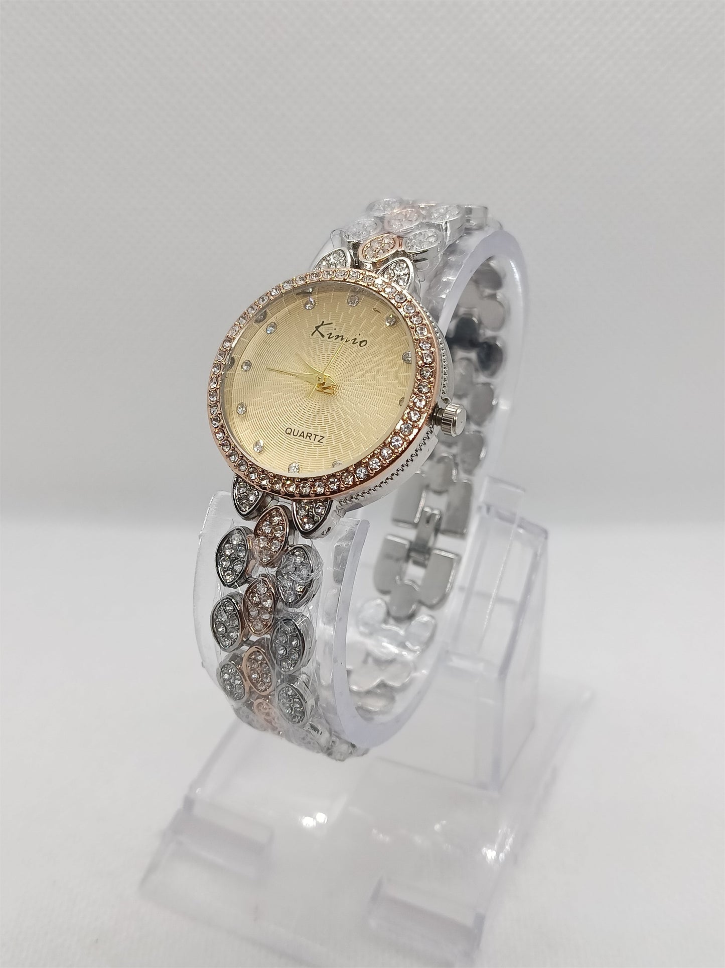 Gold Dial Stone Bracelet Ladies Watch