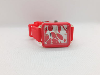 Scarlet Marble Square – Red Artistic Contrast