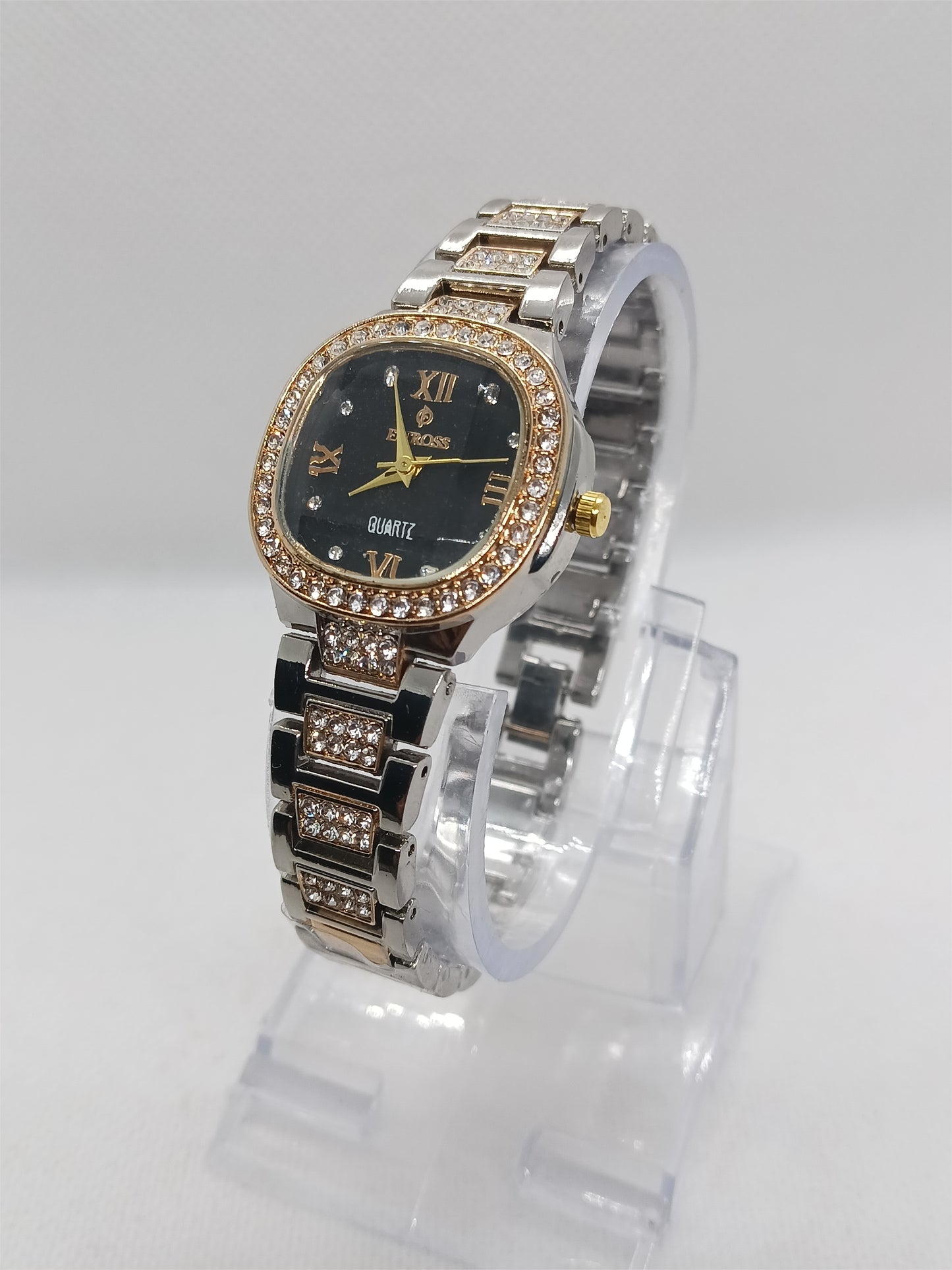 Ladies’ Two-Tone Chain Watch with Black Dial