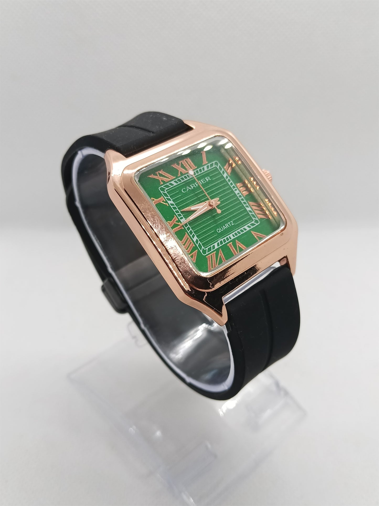 Men’s Square Dial Watch with Magnetic Lock – Green Edition