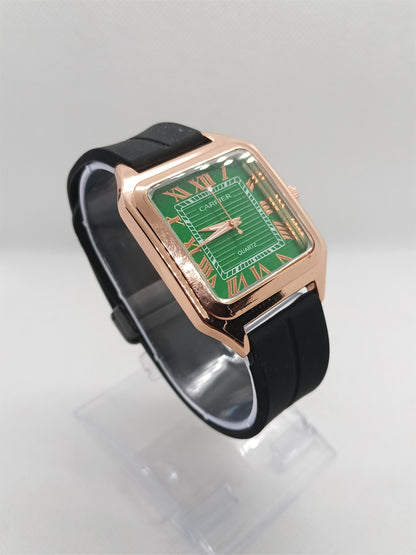 Men’s Square Dial Watch with Magnetic Lock – Green Edition