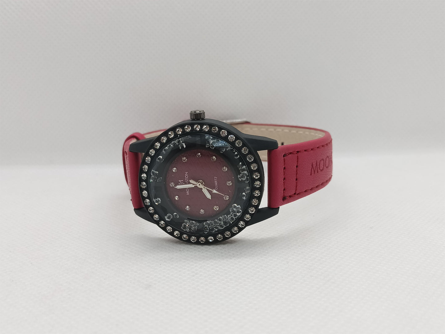 Red Dial Stone Bezel Ladies Fashion Watch