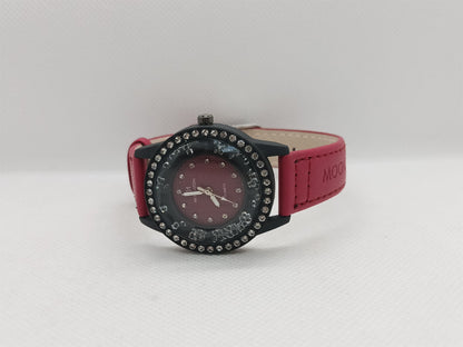 Red Dial Stone Bezel Ladies Fashion Watch
