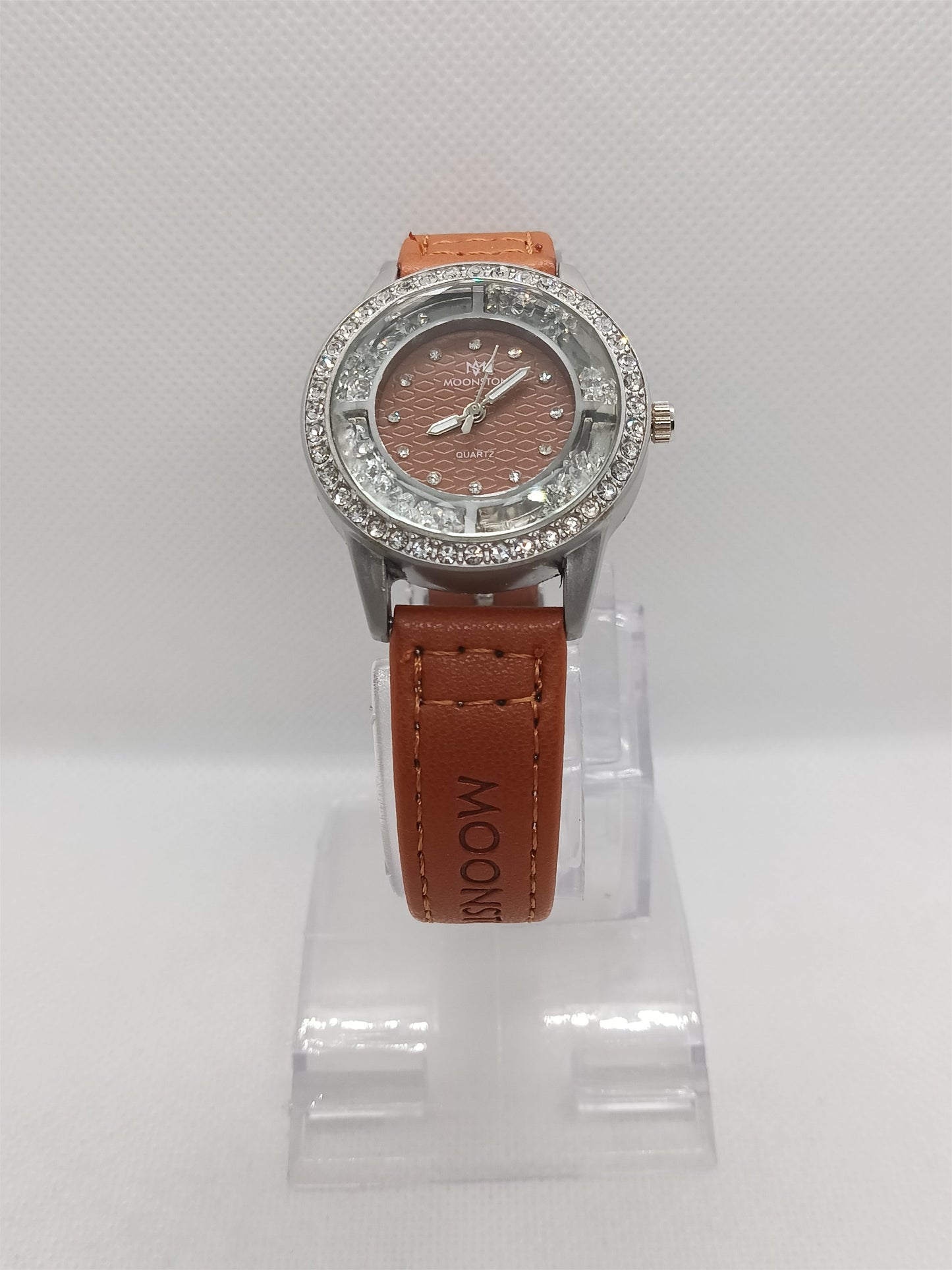 Brown Dial Stone Bezel Ladies Watch