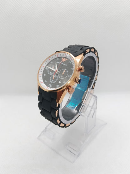 Men’s Black & Rose Gold Watch with Date Display