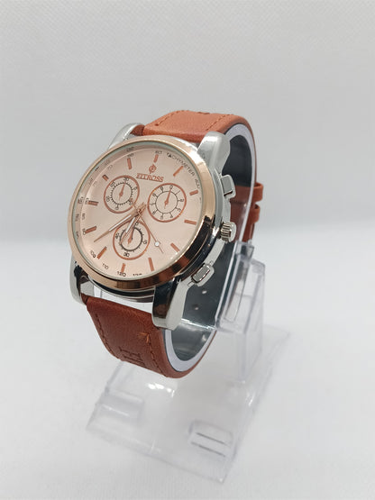 Men’s Tan Leather Chronograph Style Watch