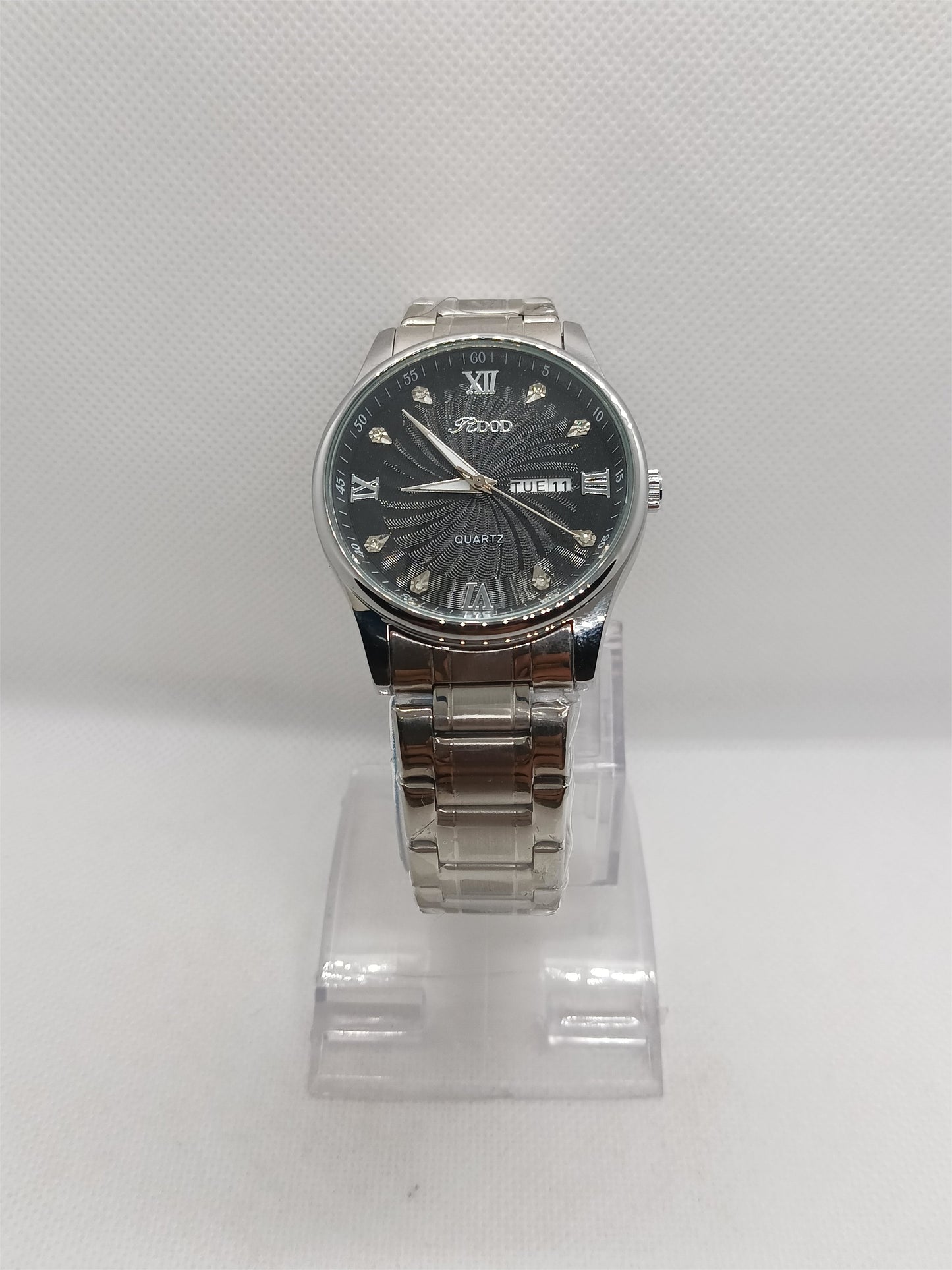 Black Dial Day-Date Stainless Steel Men's Watch