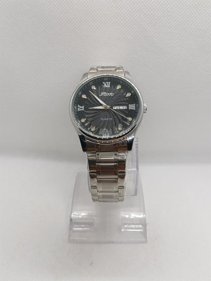 Black Dial Day-Date Stainless Steel Men's Watch