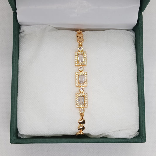 Crystal Rectangle Charm Statement Bracelet