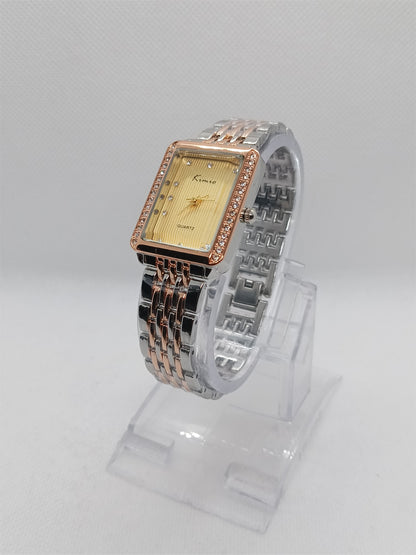 Rose Gold Square Ladies Watch – Gold Dial