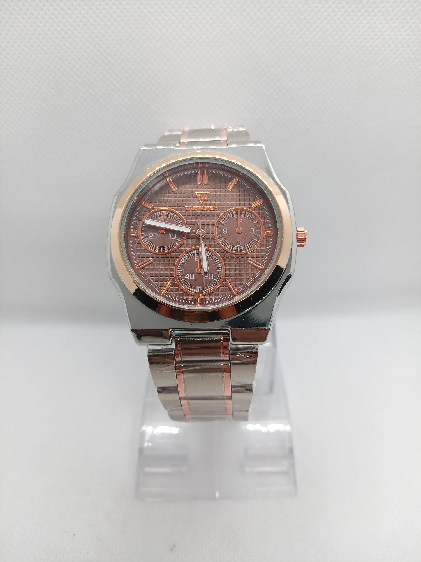 Brown Dial Dual Tone Stainless Steel Watch