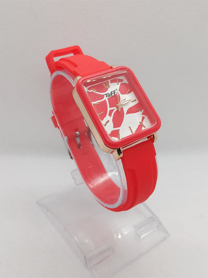 Scarlet Marble Square – Red Artistic Contrast