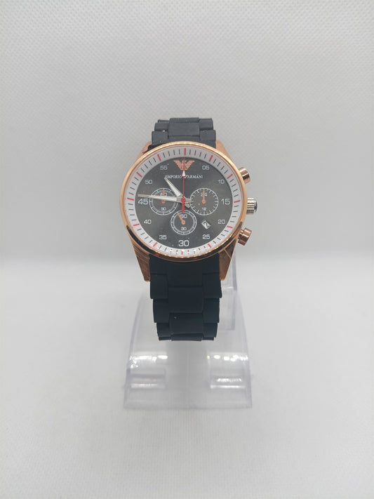 Men’s Black & Rose Gold Watch with Date Display